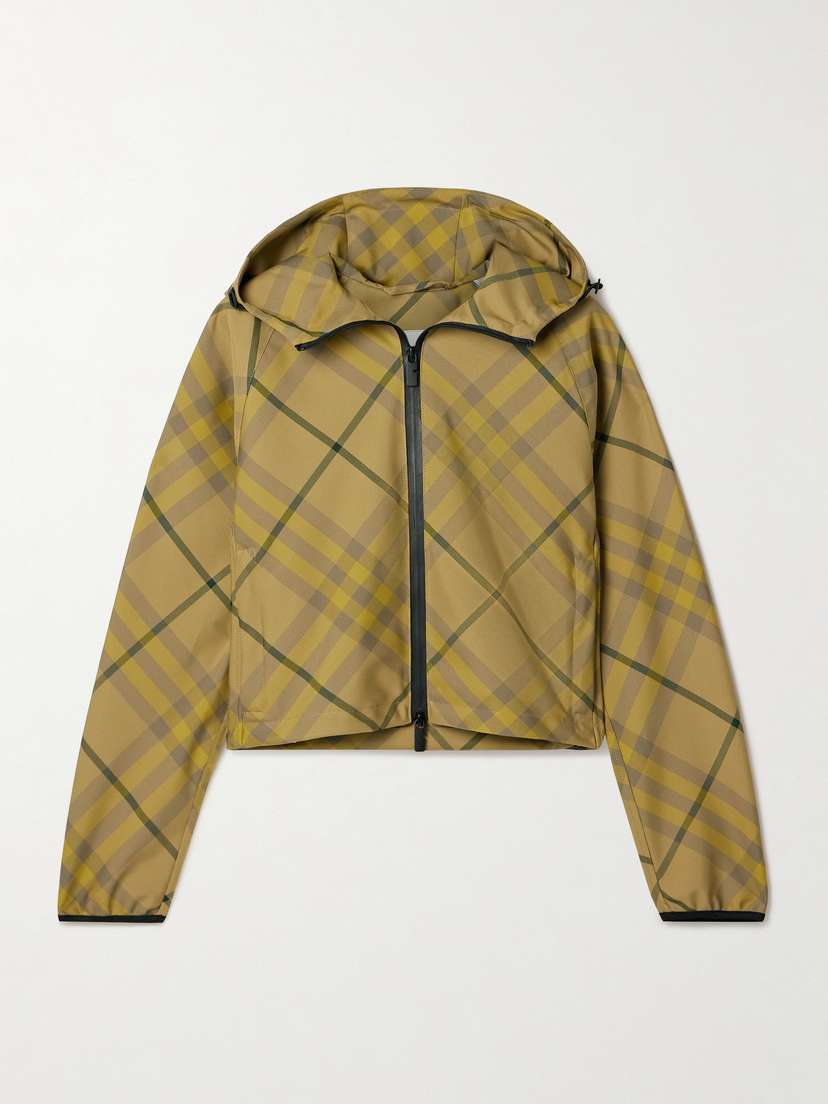 Burberry Cropped Hooded Checked Twill Jacket