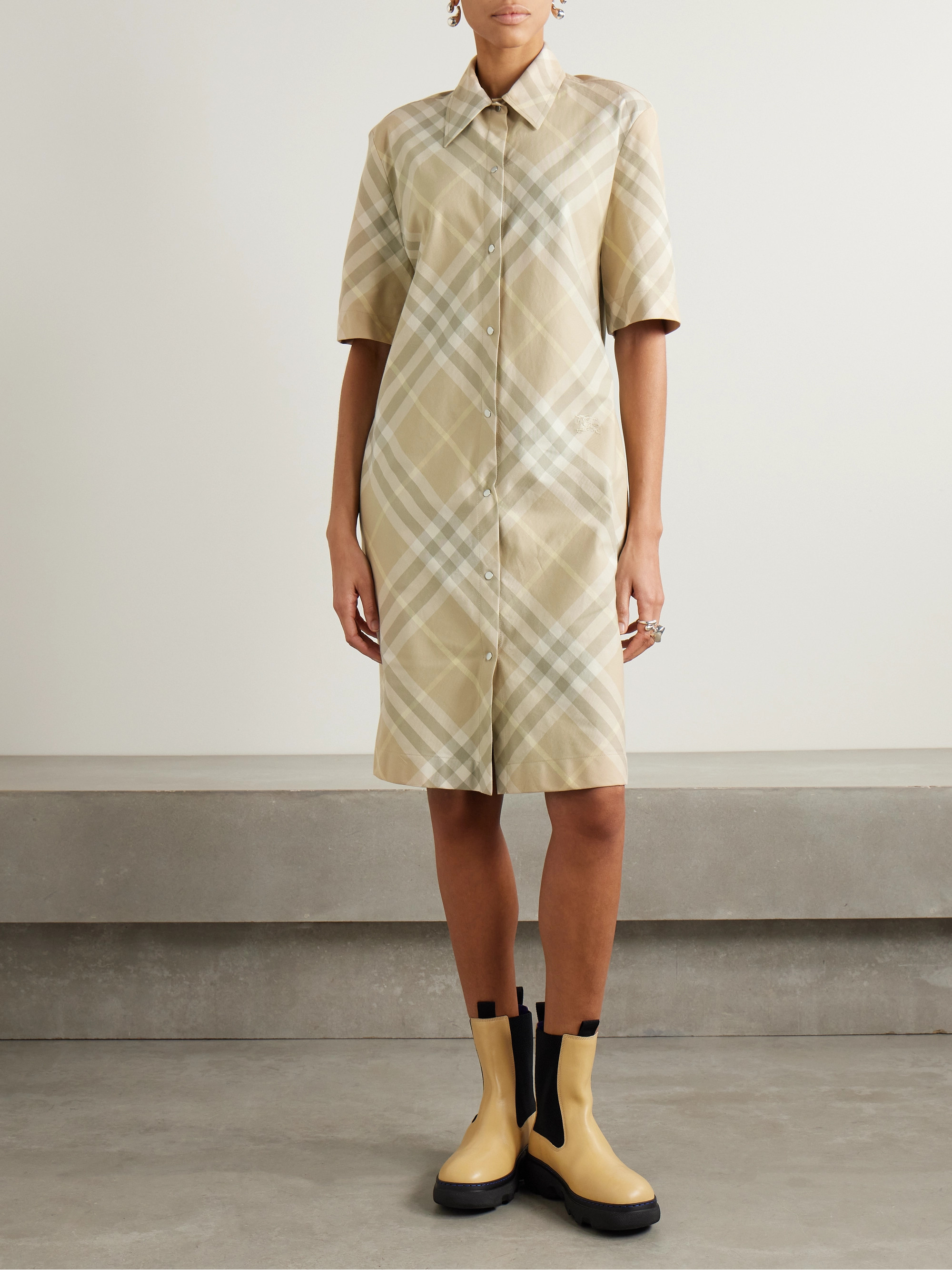 Burberry Checked cotton-gabardine shirt dress