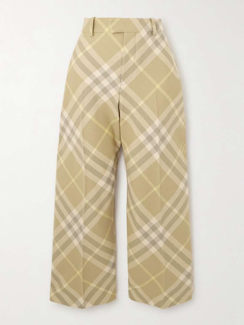 Burberry Cropped Checked Wool Straight-leg Pants