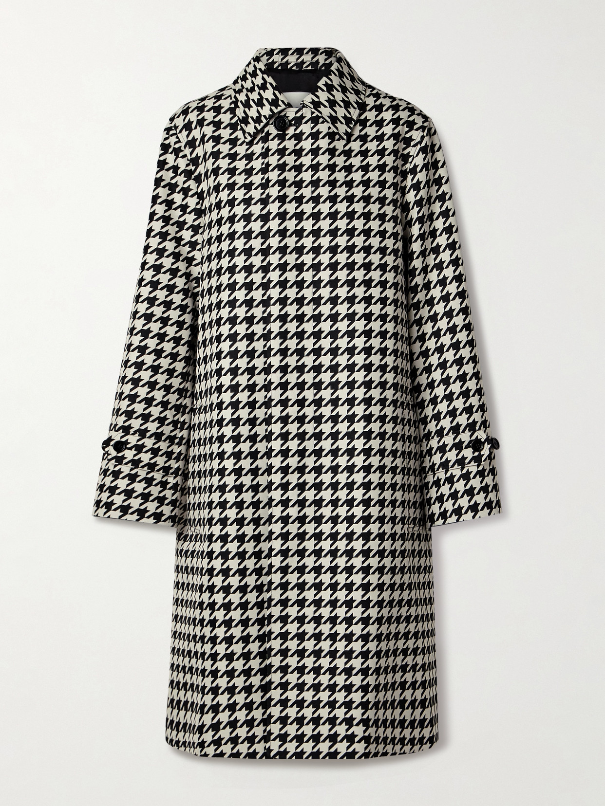 Burberry Houndstooth-print Twill Car Coat In Black
