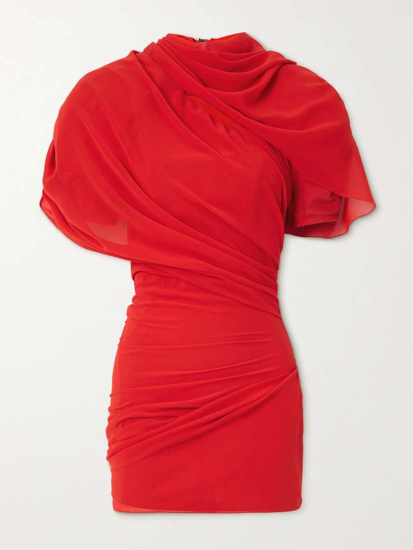 Jacquemus La Robe Castagna Ruffled Pleated Crepe Mini Dress