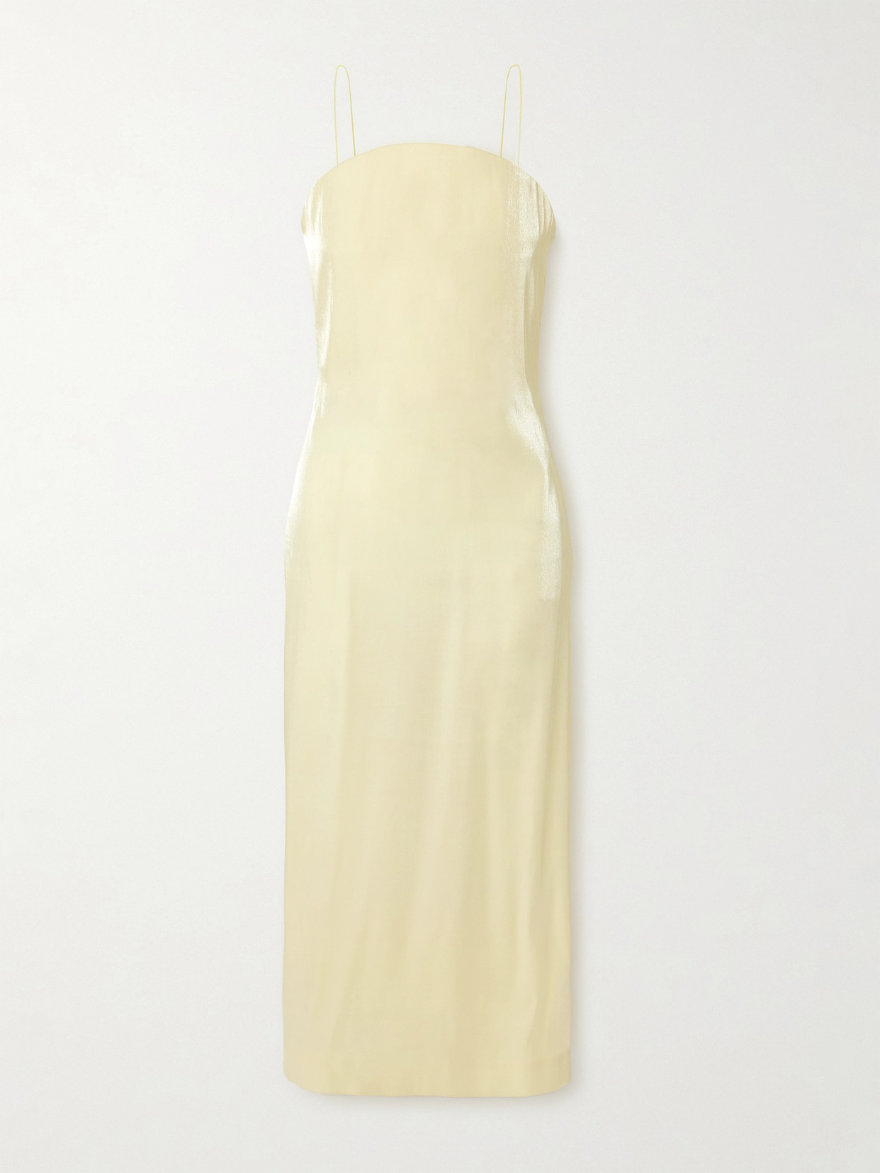 Jacquemus Carino Satin Midi Dress In Yellow