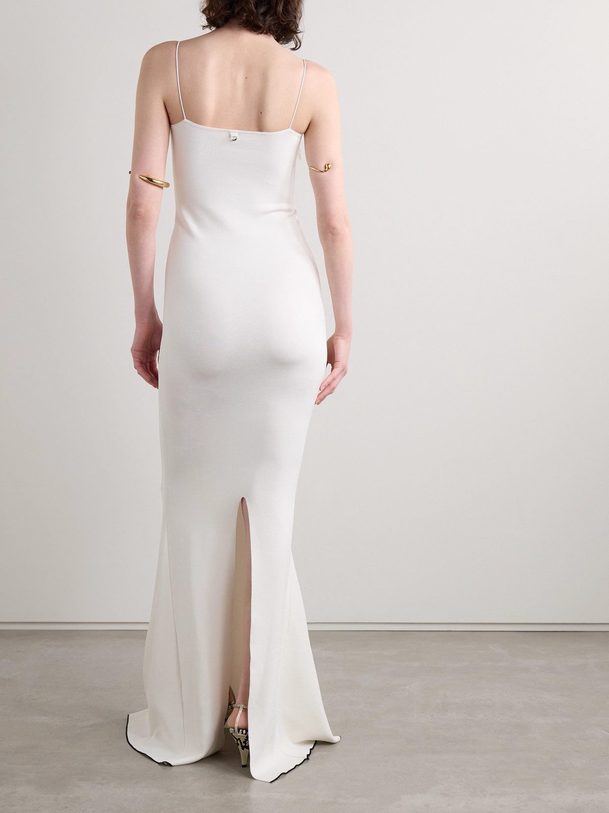 Jacquemus Aro Draped Jersey Maxi Dress In White