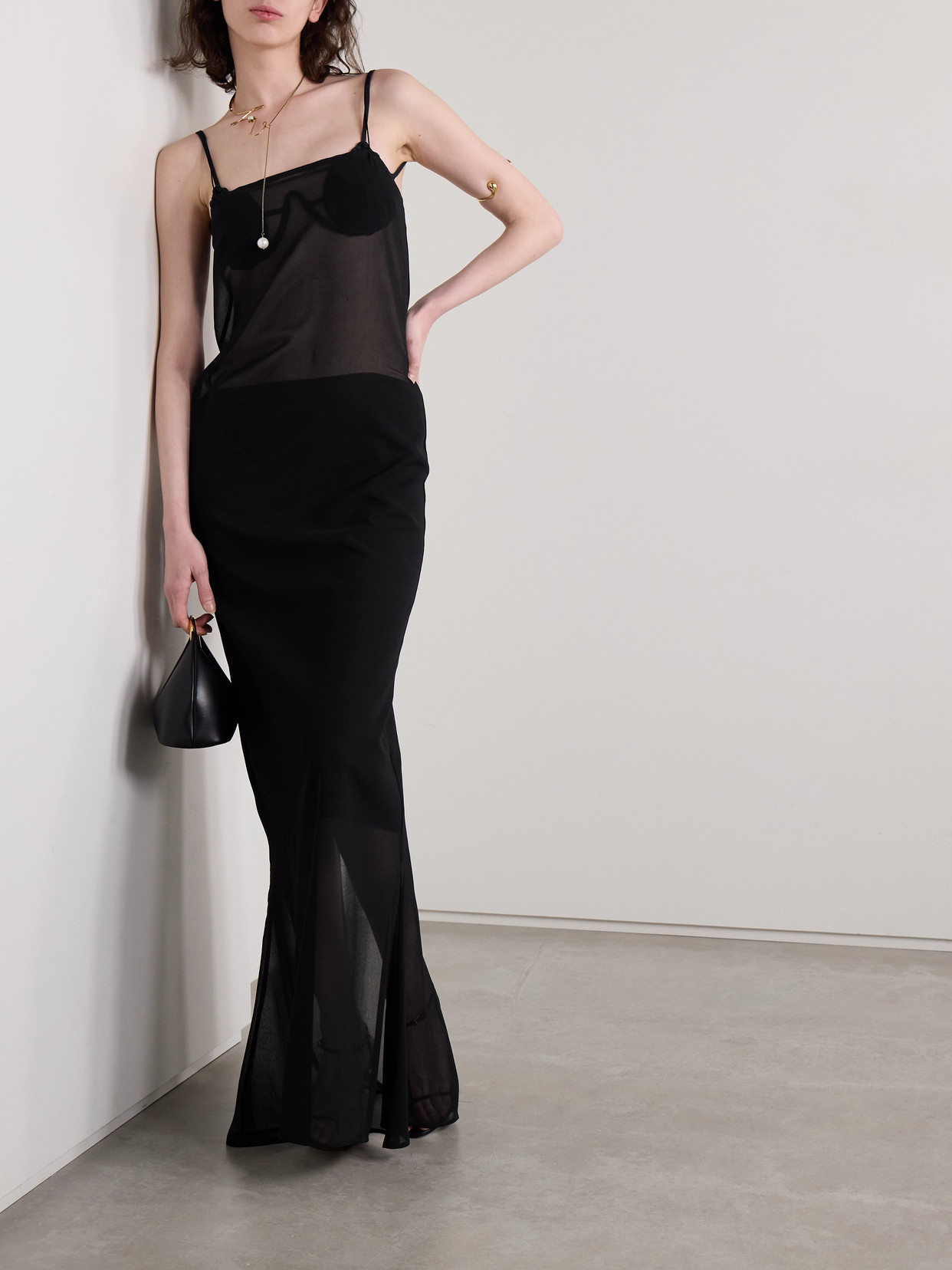 Shop Jacquemus Brezza Crepe Gown In Black