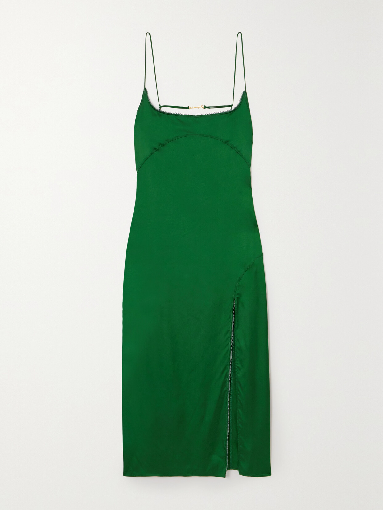 Jacquemus Notte Embellished Panelled Sateen Midi Dress In Green