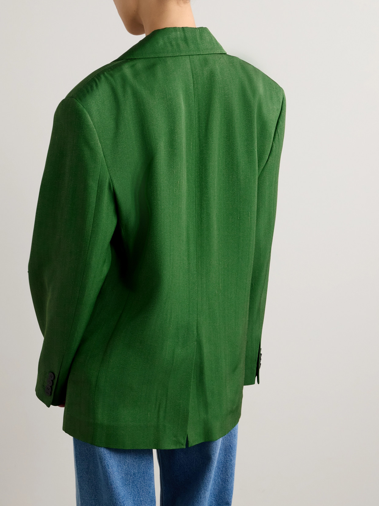 Shop Jacquemus Titolo Woven Blazer In Green