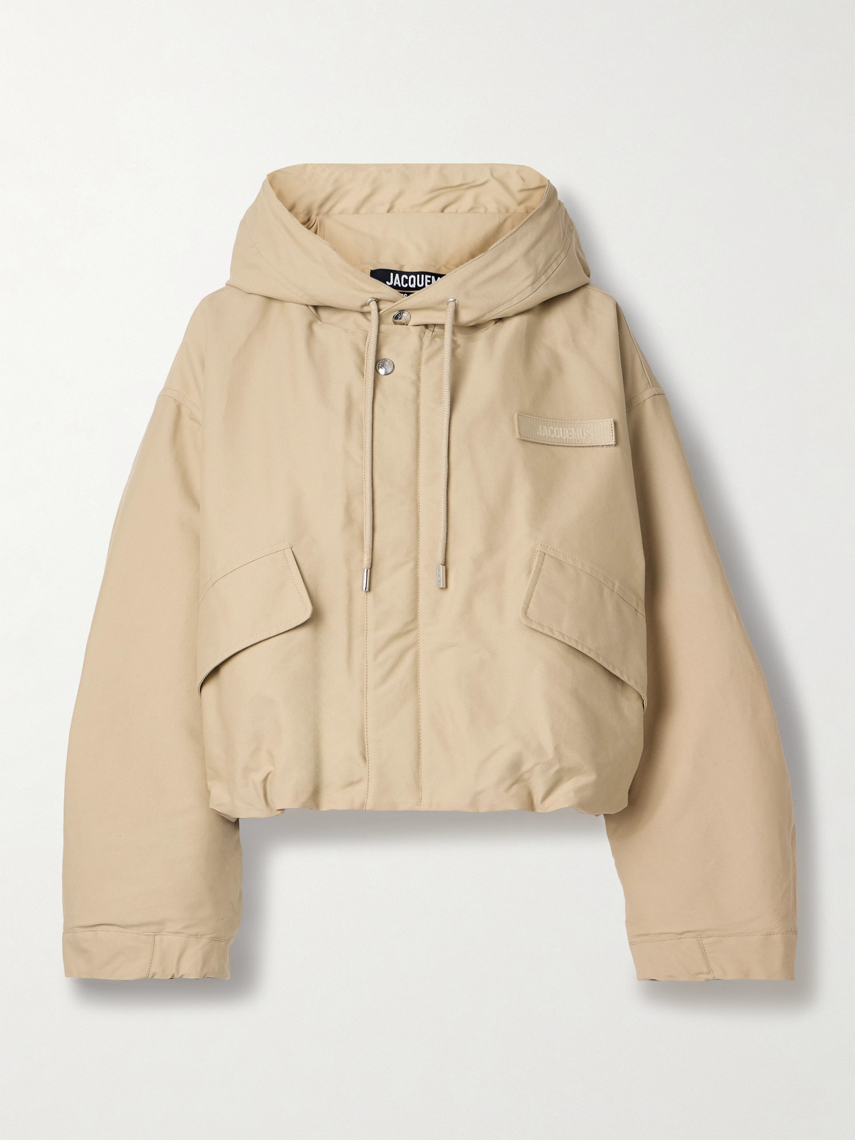 Jacquemus Cropped Hooded Padded Canvas Jacket In Neutrals