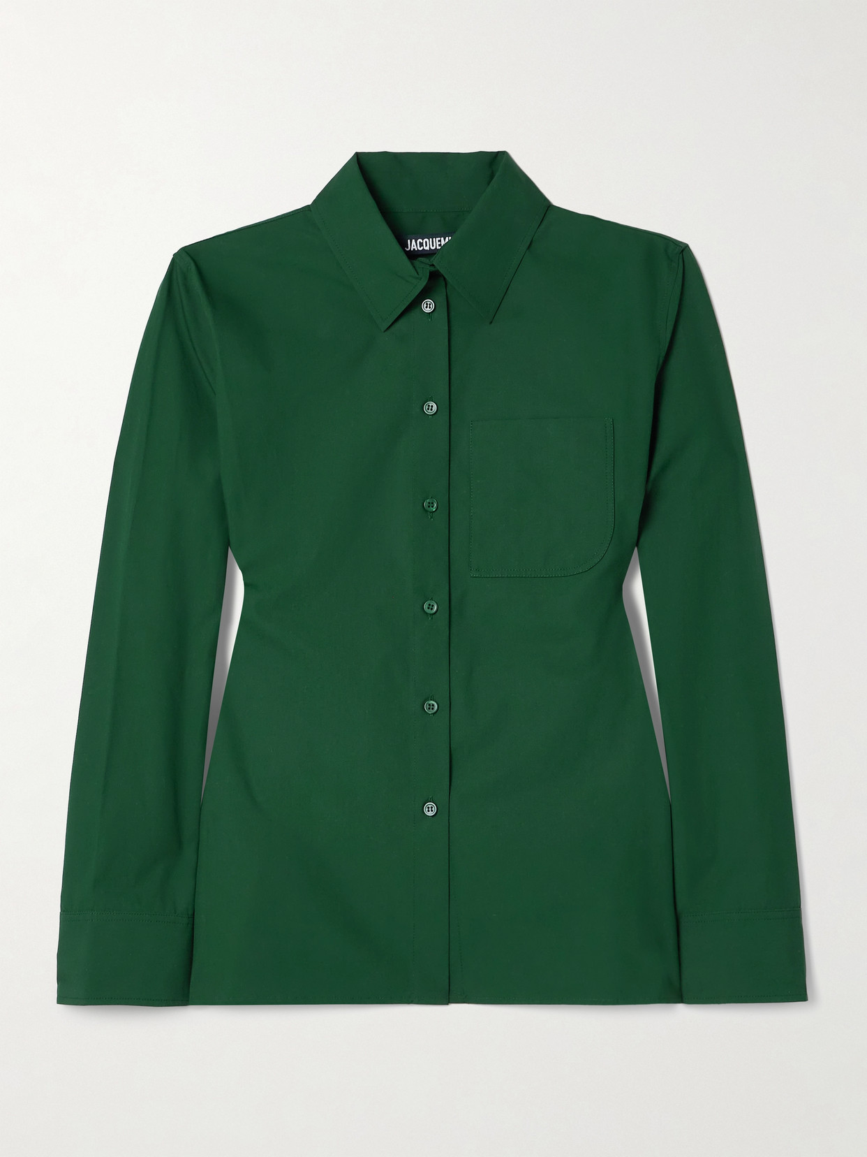 Jacquemus Cutout Cotton-poplin Shirt In Green