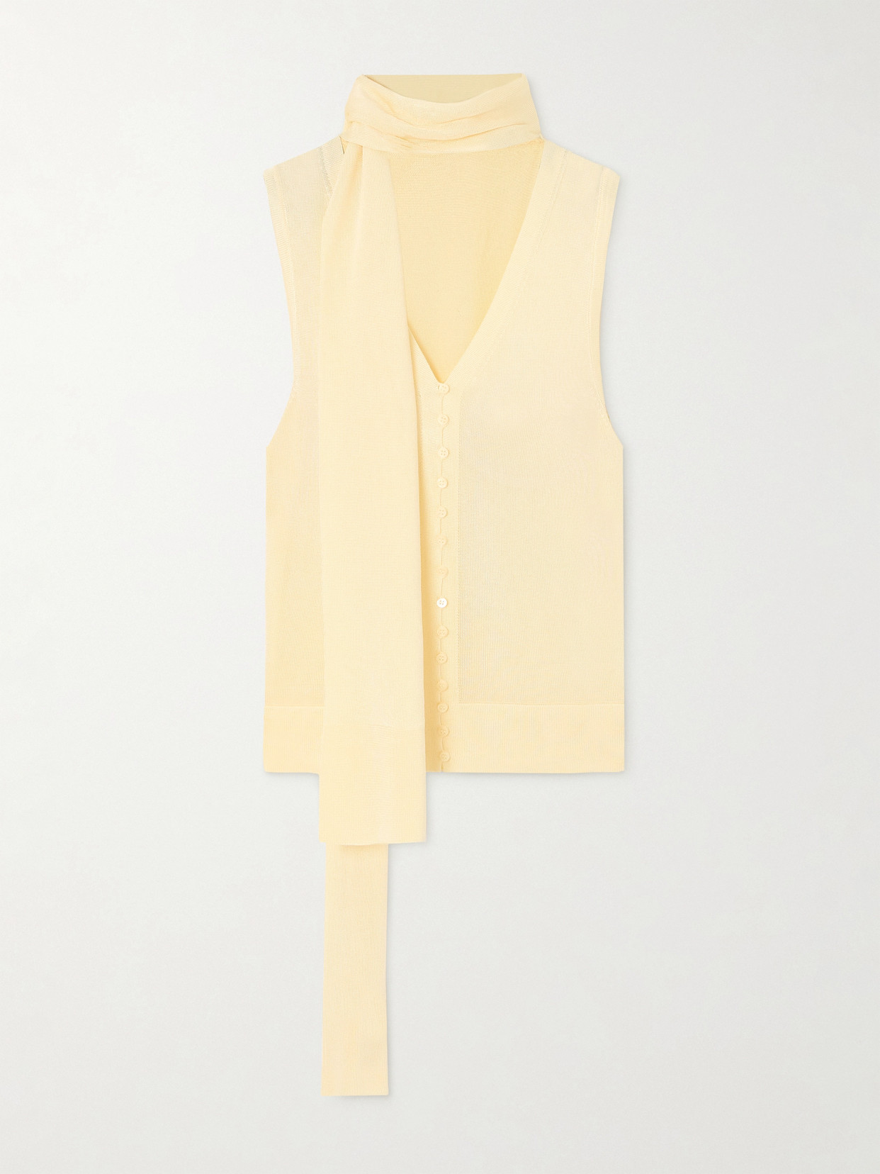 Jacquemus Le Haut Maestra Scarf-detailed Knitted Top In Yellow