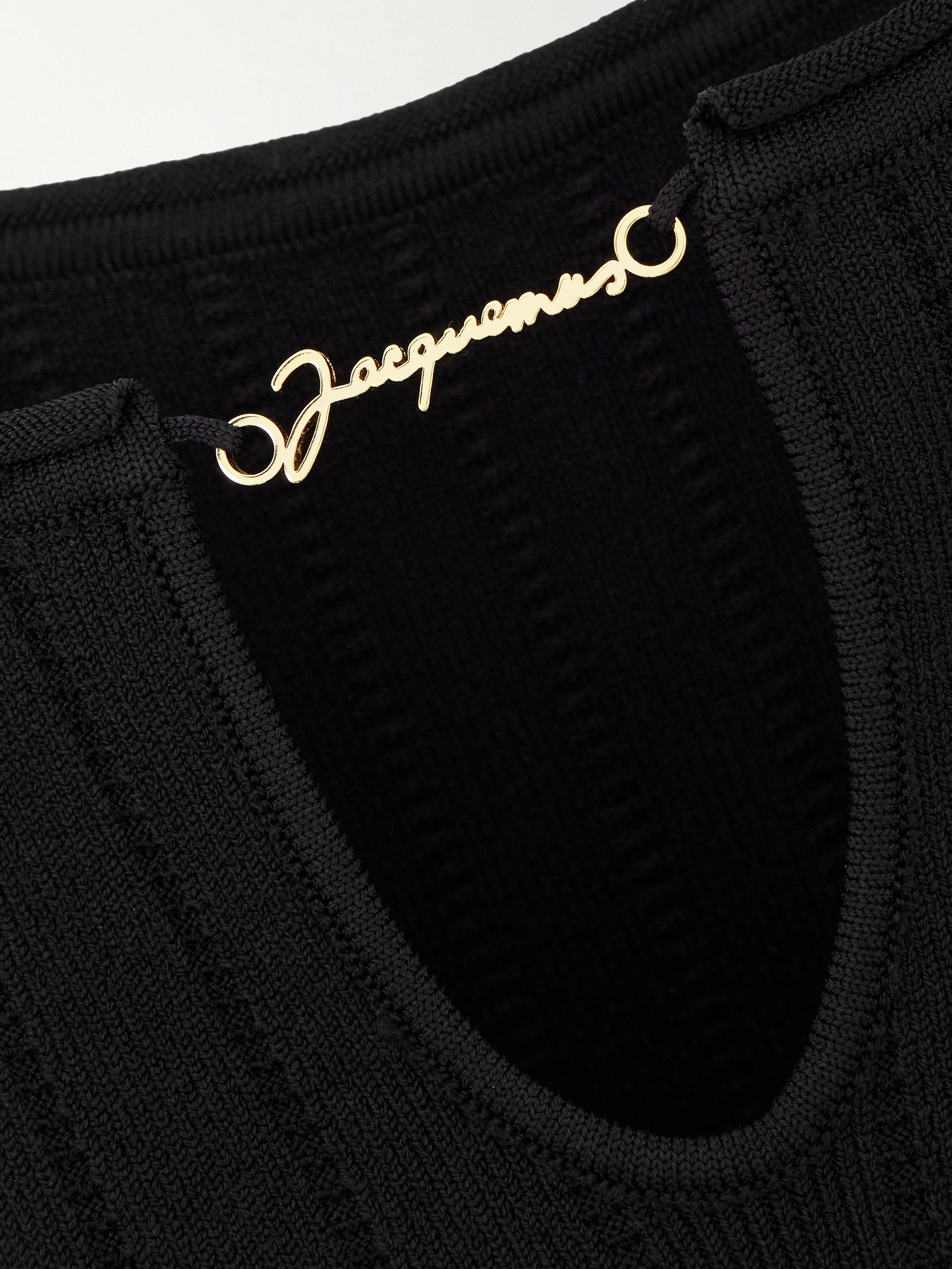 Jacquemus Embellished ribbed-knit midi dress