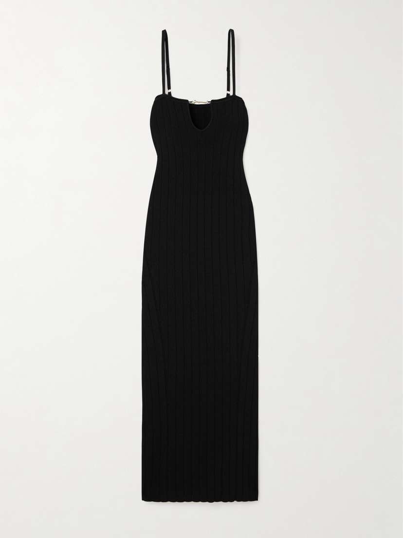 Jacquemus Embellished Ribbed-knit Midi Dress