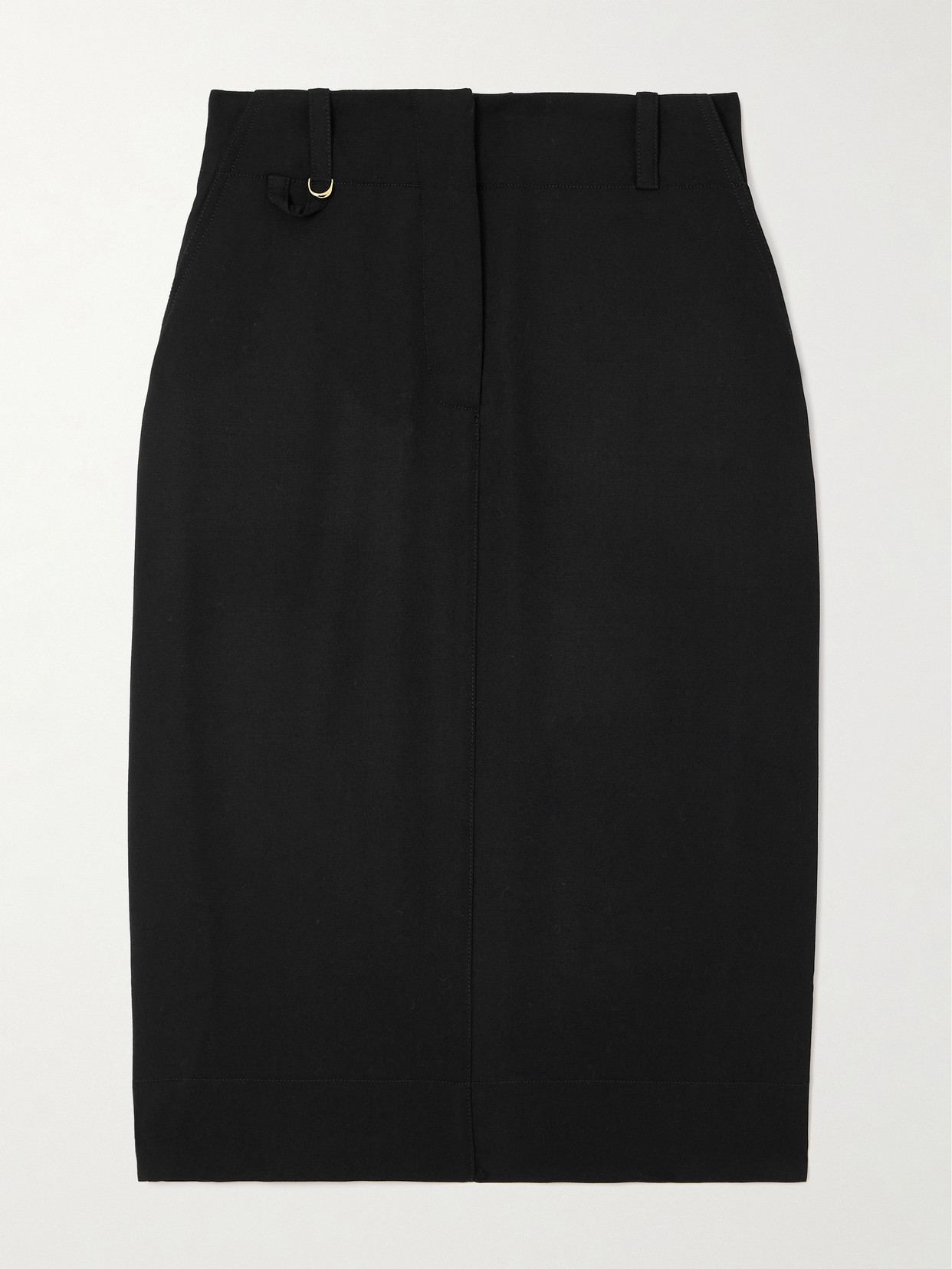 Shop Jacquemus Bari Belted Wool Midi Skirt In Black