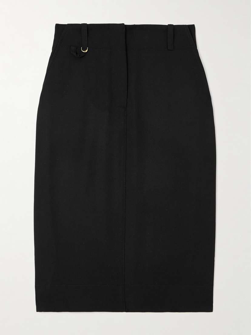 Jacquemus Bari Belted Wool Midi Skirt