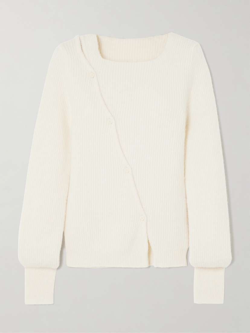 Jacquemus Pau Button-embellished Ribbed Alpaca-blend Sweater