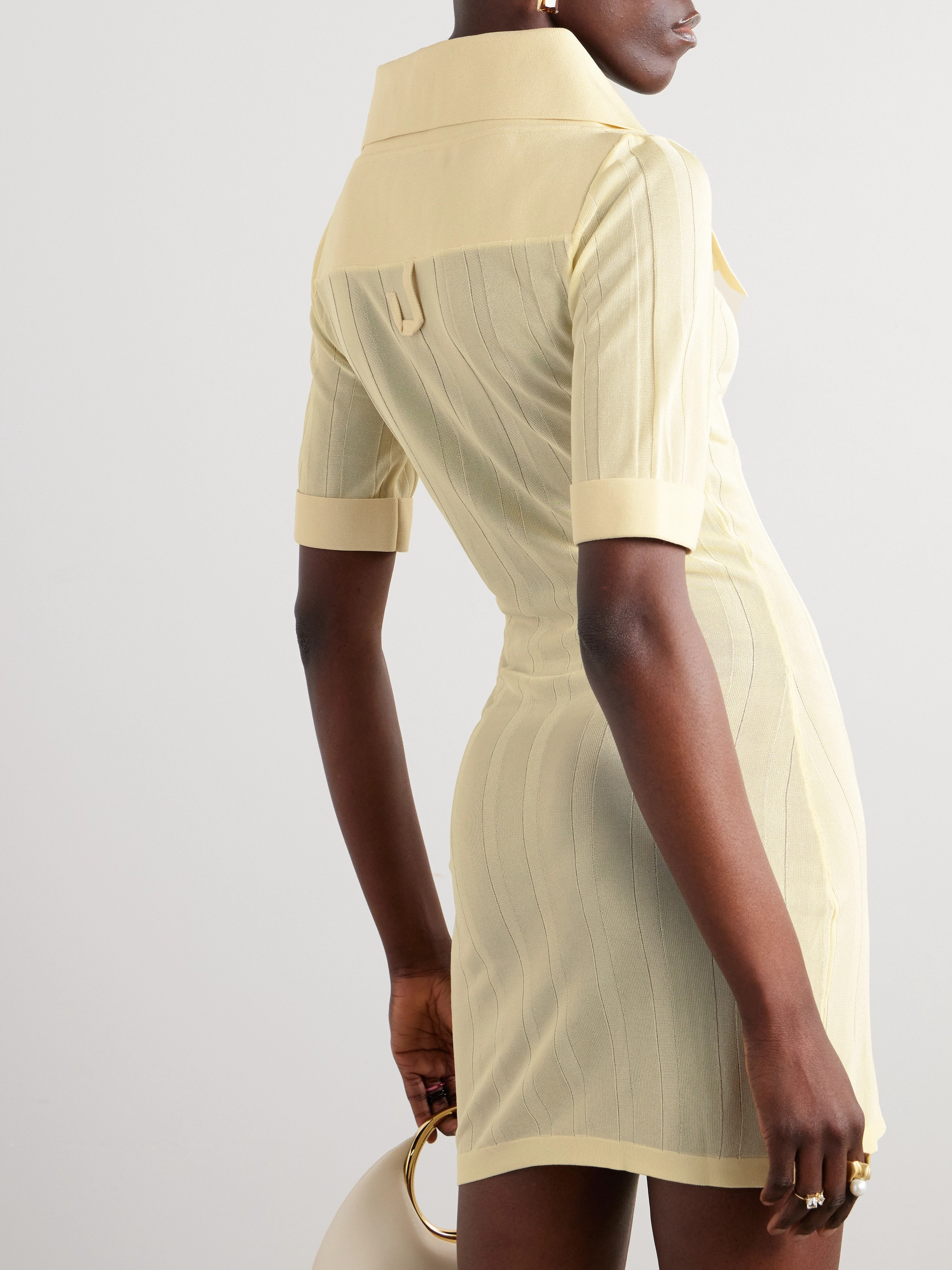 Jacquemus Manta poplin-trimmed ribbed-knit mini dress