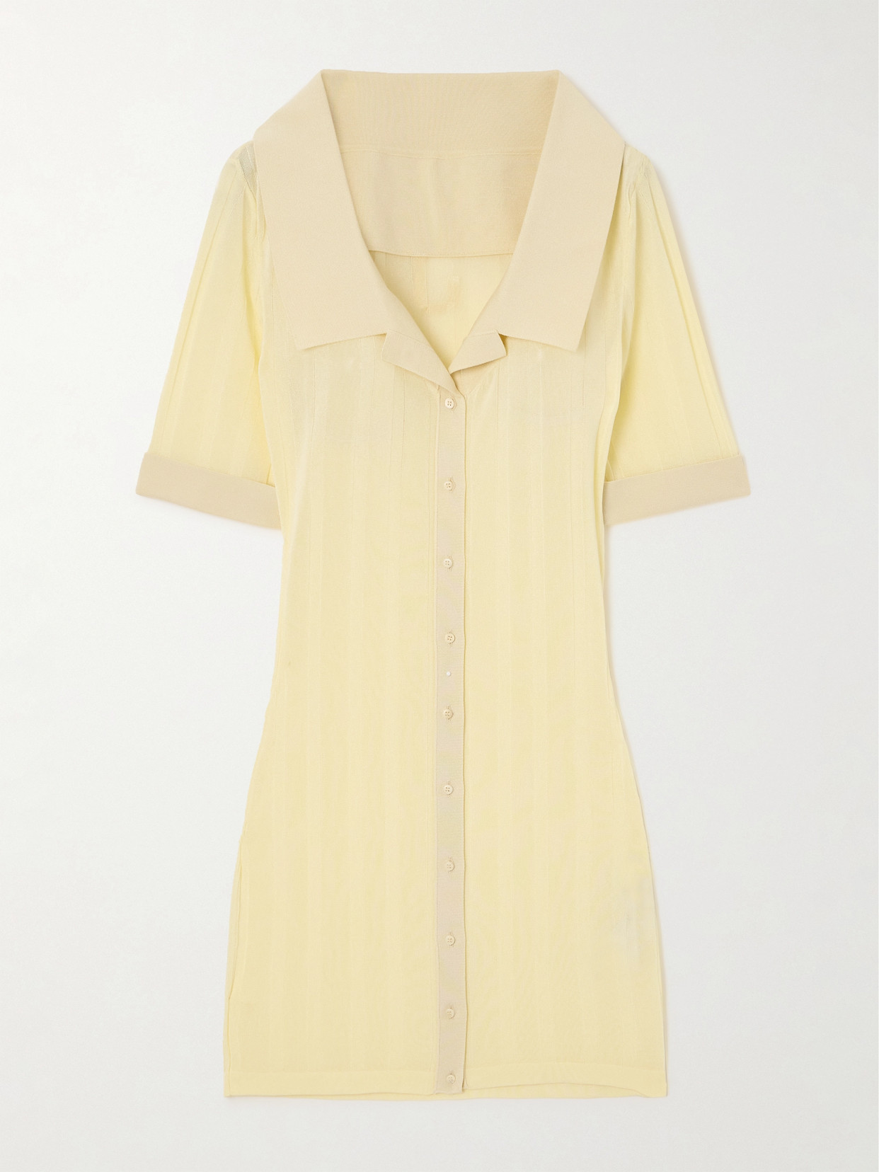 Jacquemus - Manta Poplin-trimmed Ribbed-knit Mini Dress - Yellow
