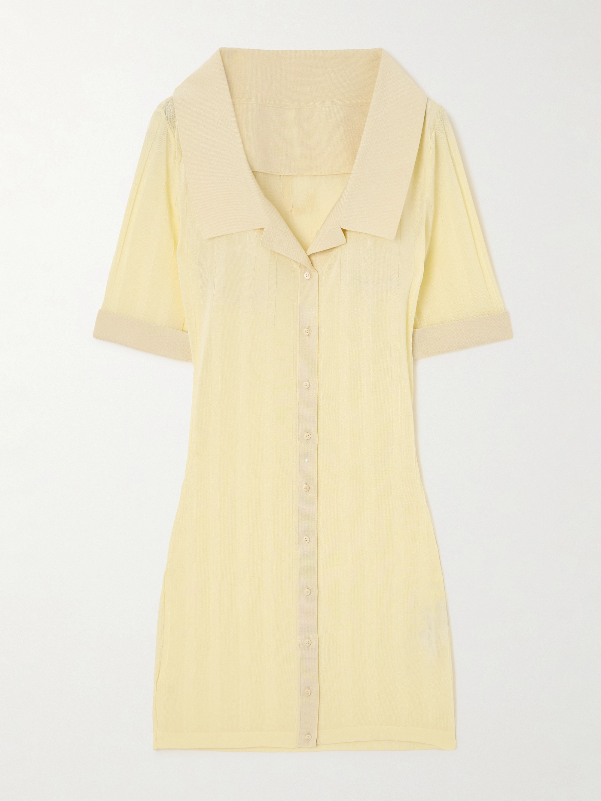 Jacquemus Manta poplin-trimmed ribbed-knit mini dress