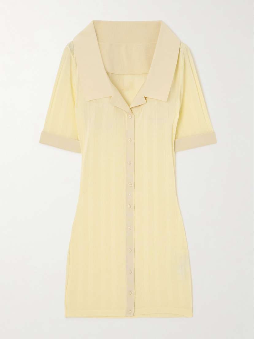 Jacquemus Manta Poplin-trimmed Ribbed-knit Mini Dress