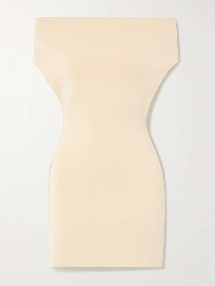 Jacquemus Cubista Off-the-shoulder Open-back Stretch-knit Mini Dress