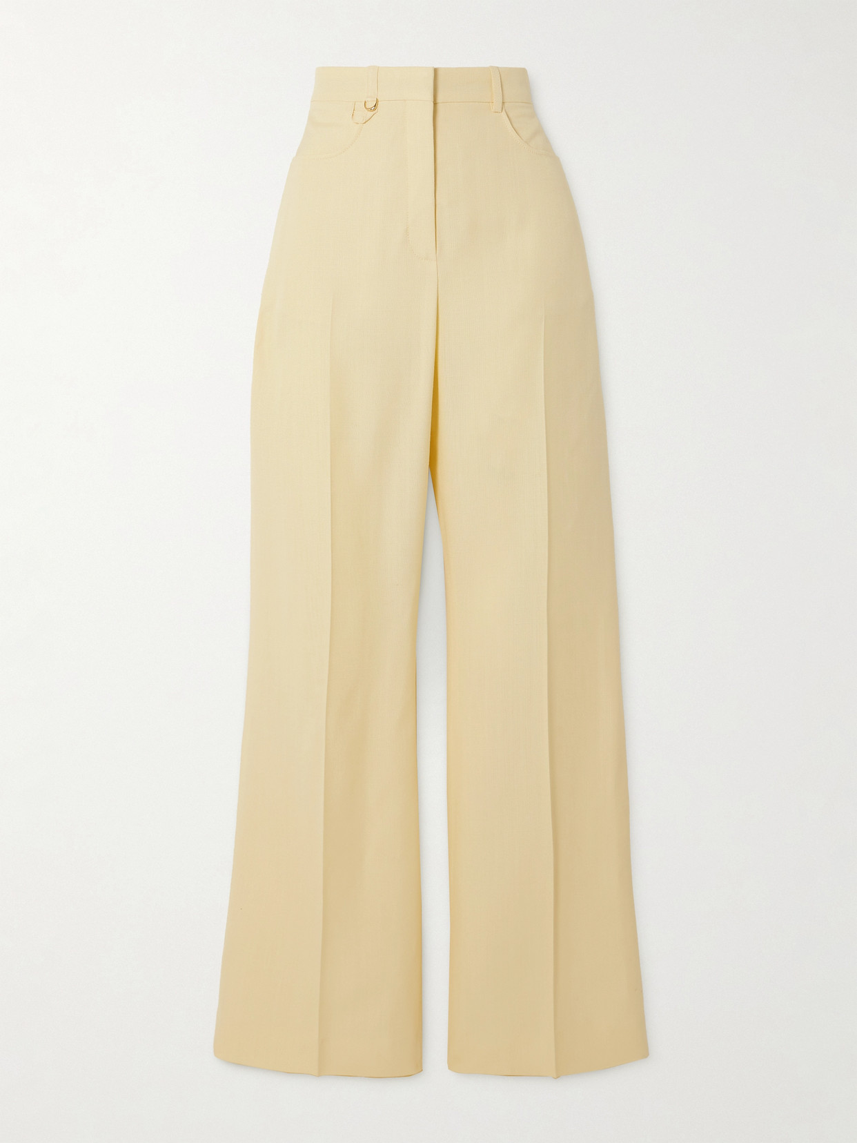 Jacquemus Sauge Pleated Woven Straight-leg Trousers In Yellow