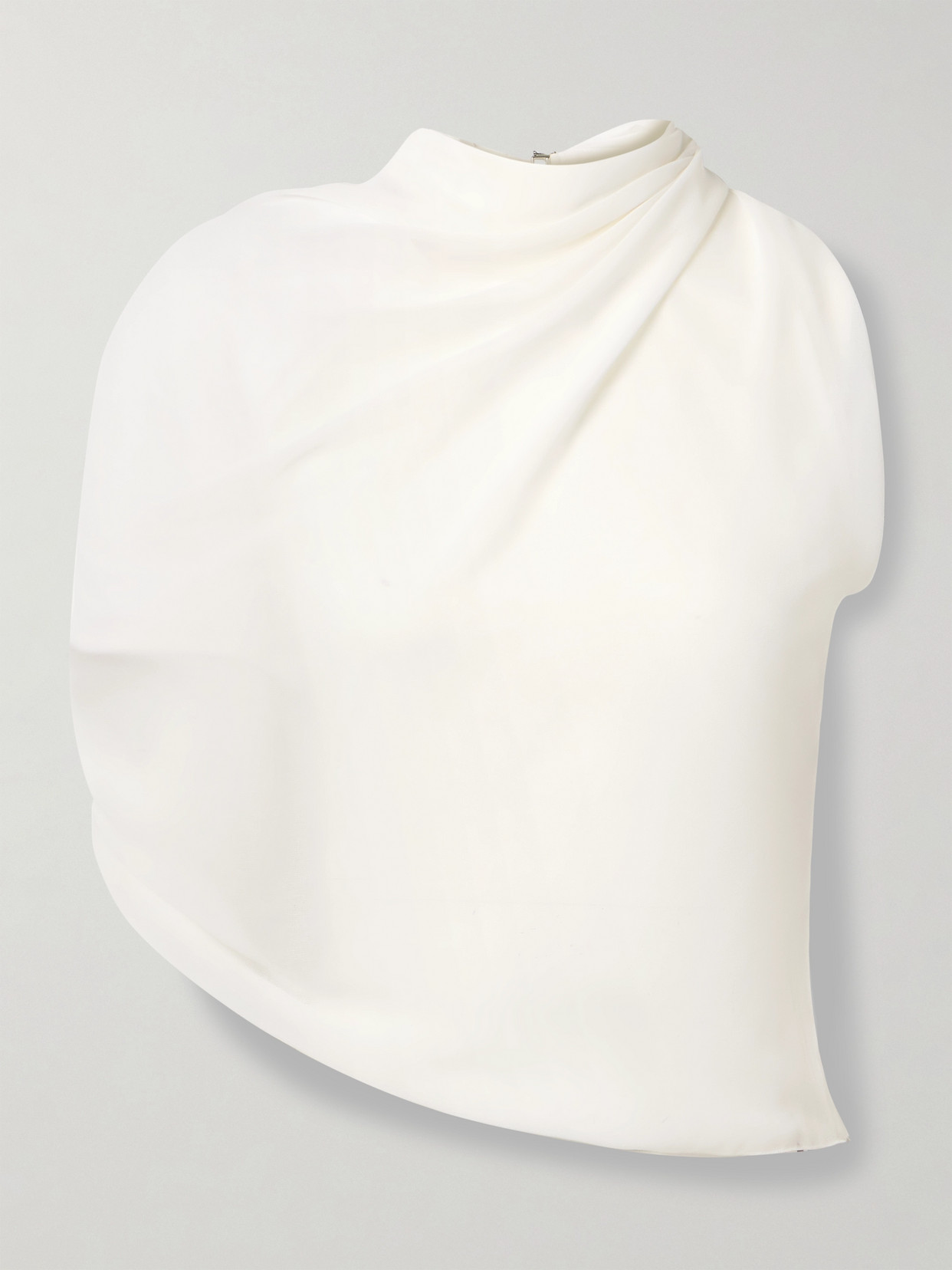 Jacquemus Pablo One-sleeve Cutout Draped Crepe Top In White