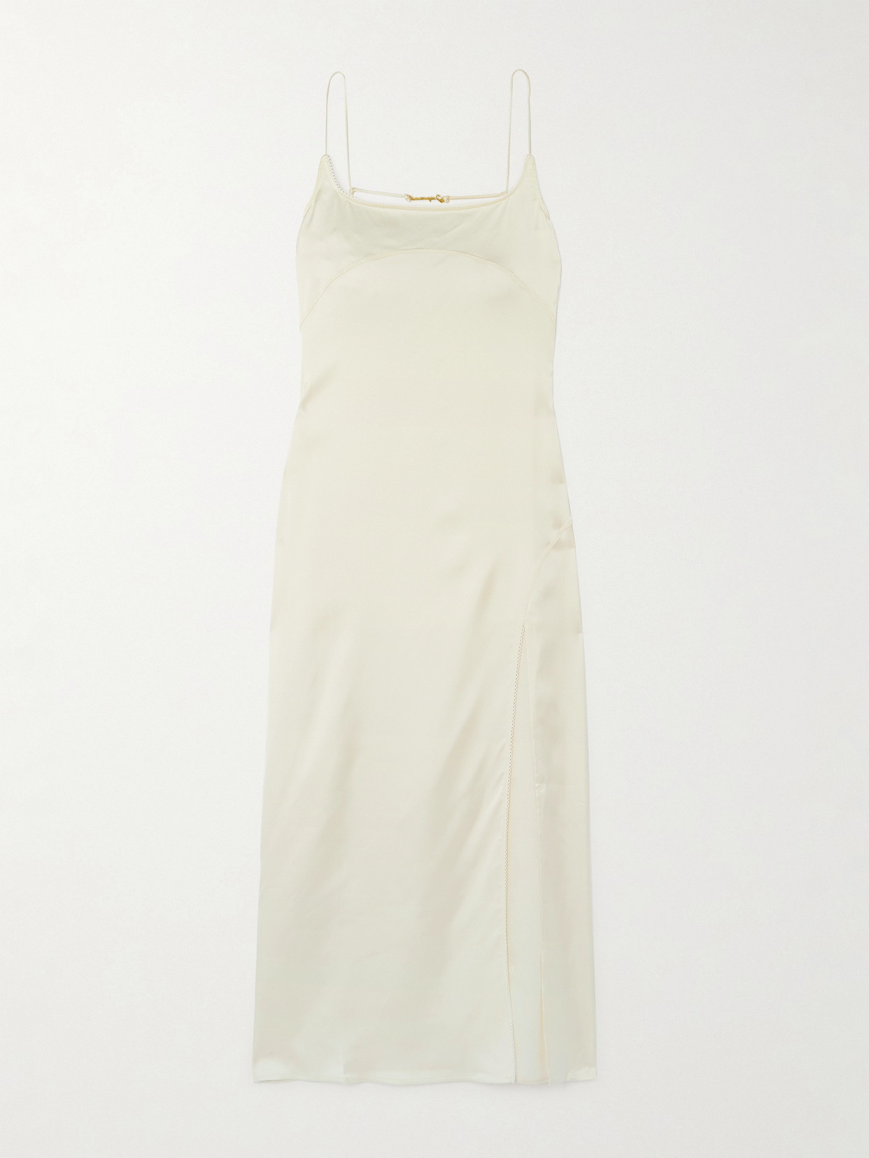 Jacquemus Notte Satin Midi Slip Dress In White