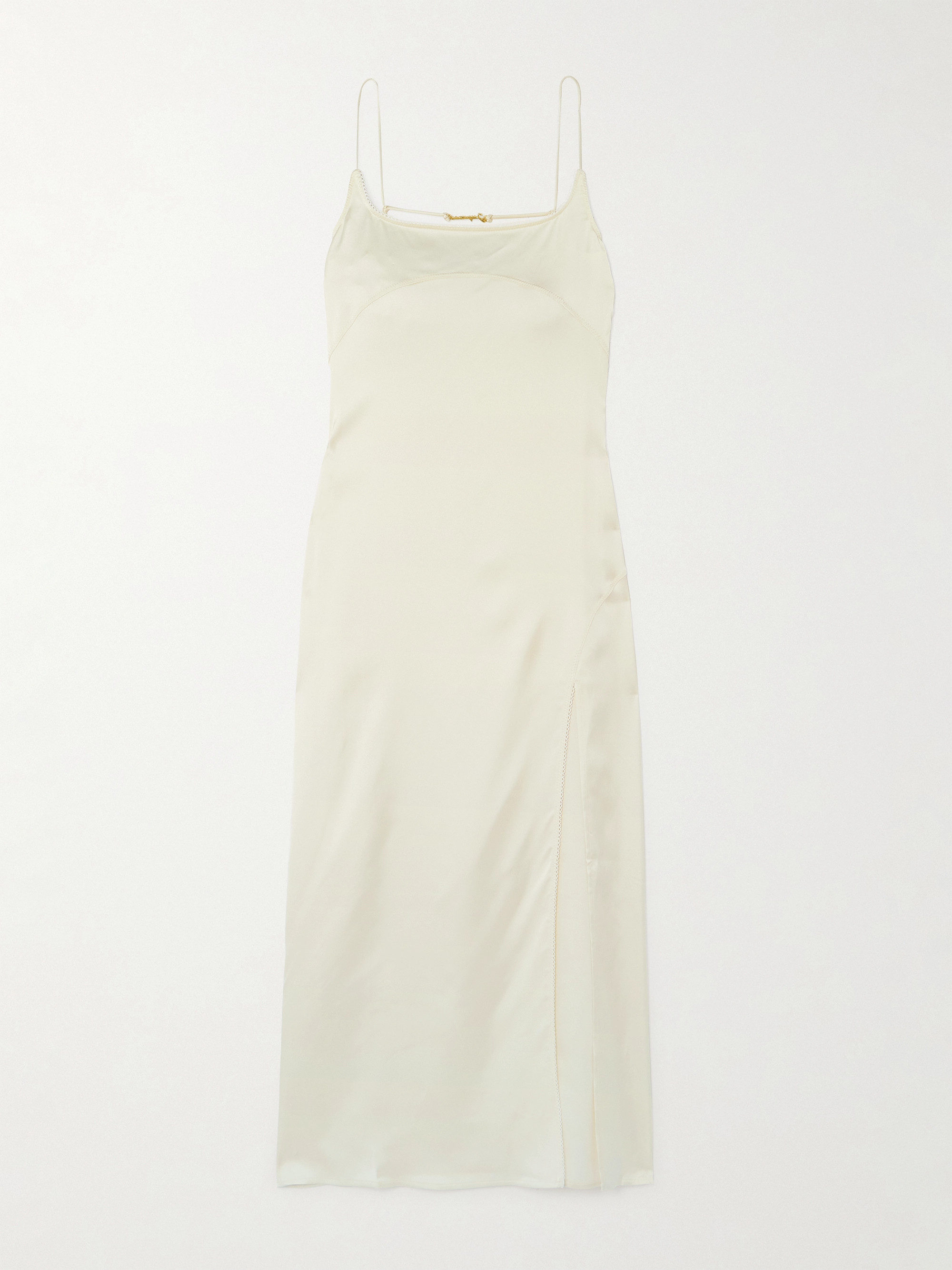 Jacquemus Notte embellished paneled sateen midi dress