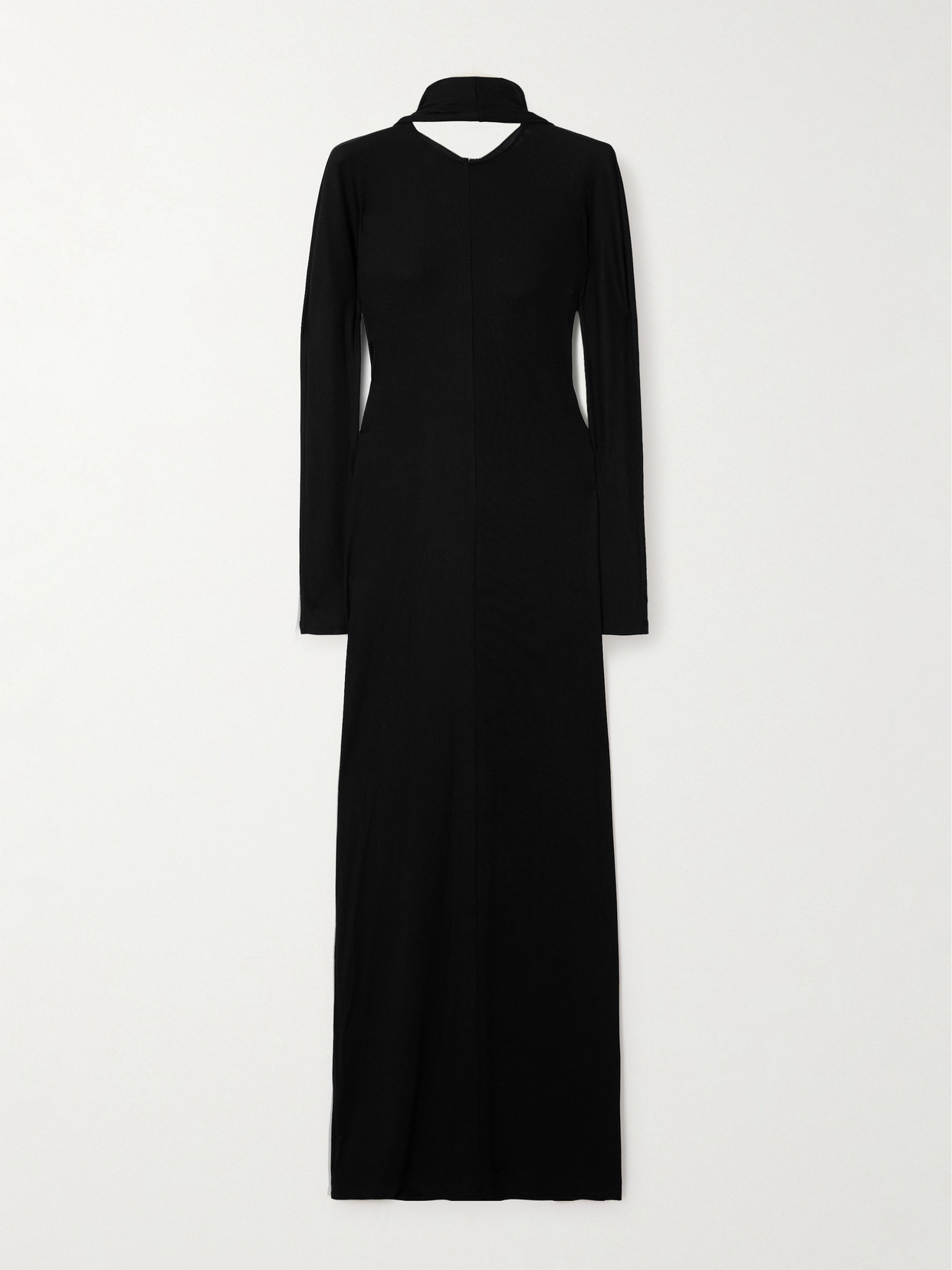 Jacquemus Joya Cape-effect Ribbed Jersey Maxi Dress In Black