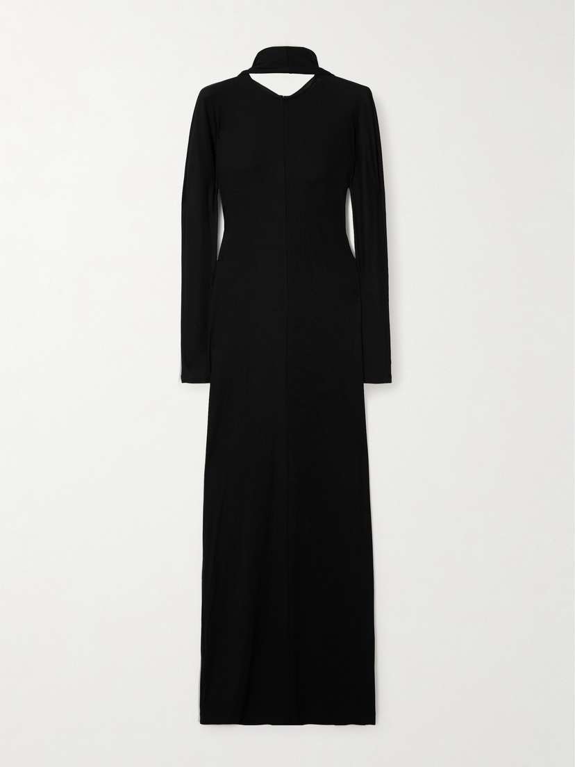 Jacquemus Joya Cape-effect Ribbed Jersey Maxi Dress