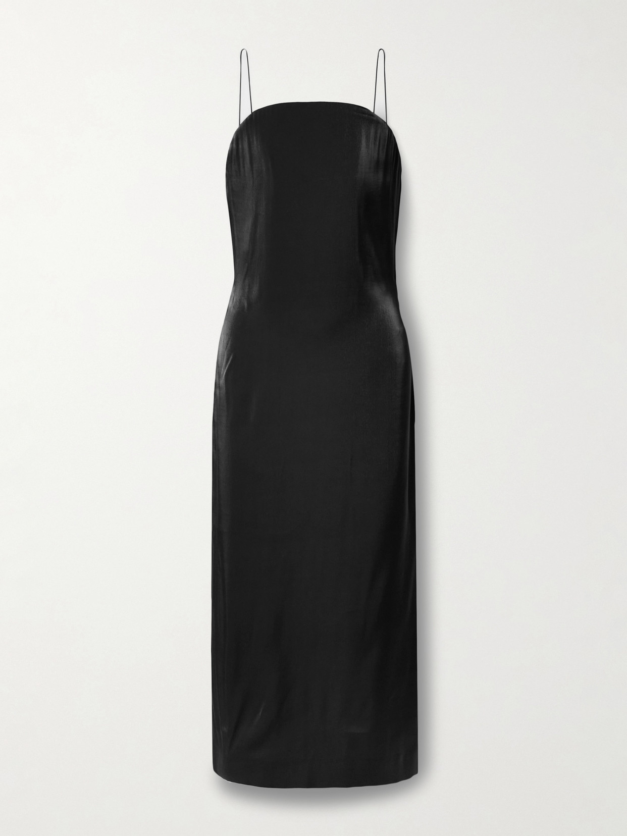 Jacquemus Carino Duchesse-satin Midi Dress In Black