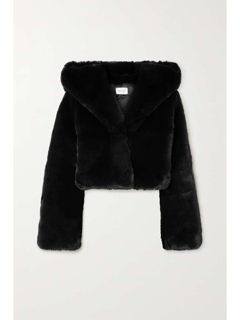 Magda Butrym Cropped Hooded Faux Fur Jacket