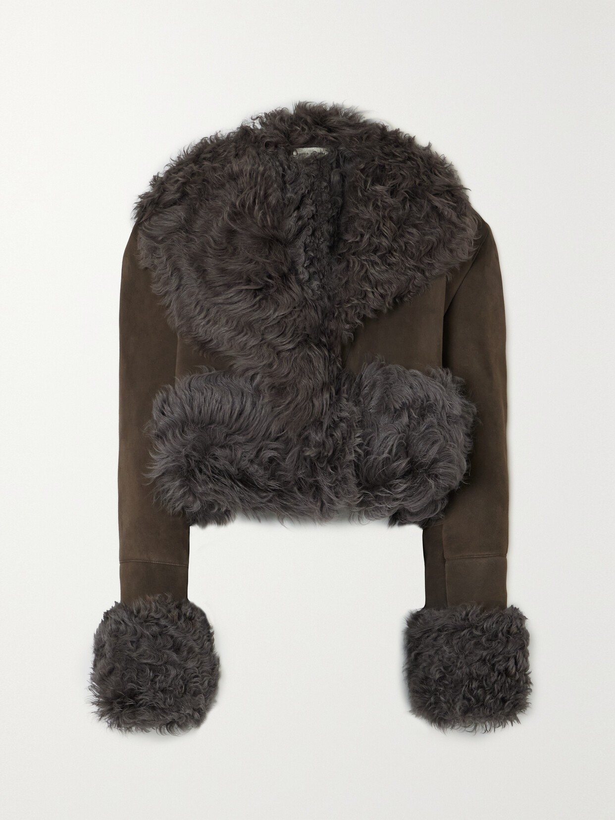 Magda Butrym Cropped Shearling Jacket In Brown