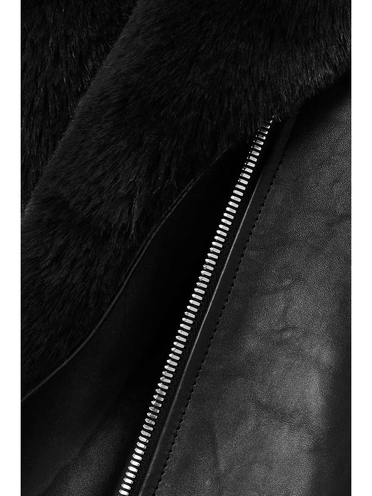 Magda Butrym Faux Fur-trimmed Leather Jacket In Black