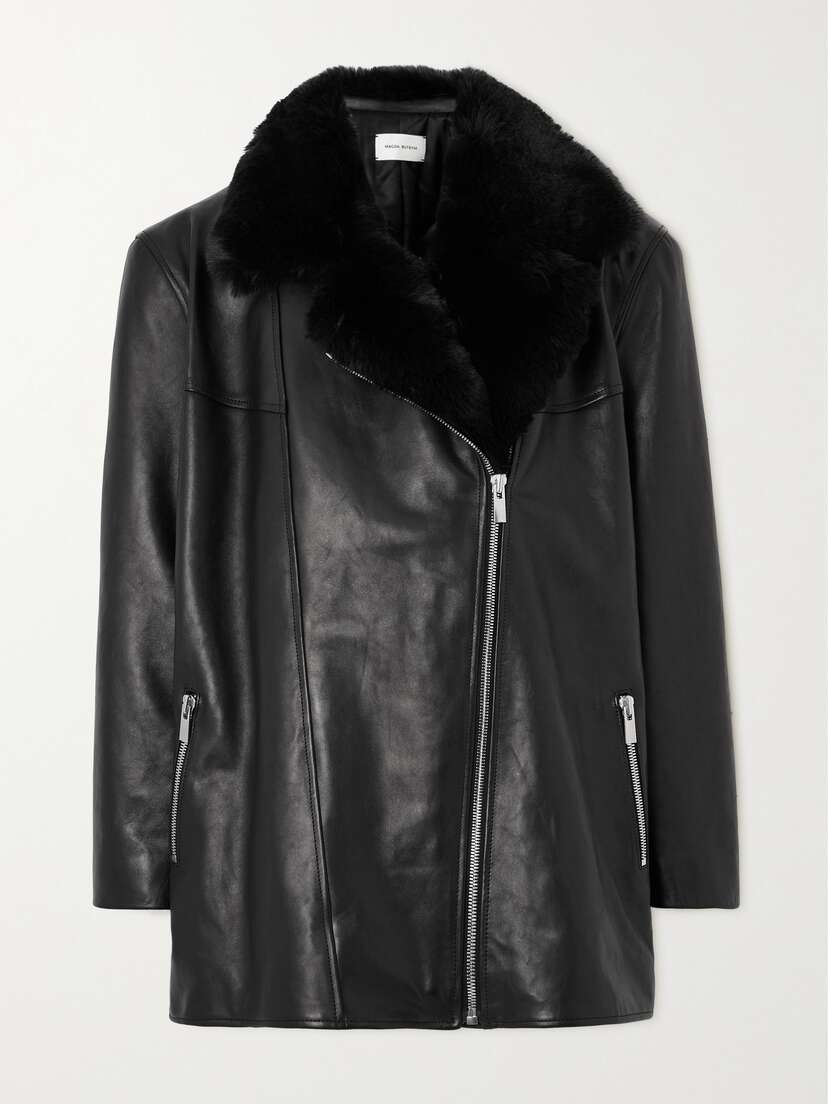 Magda Butrym Faux Fur-trimmed Leather Jacket