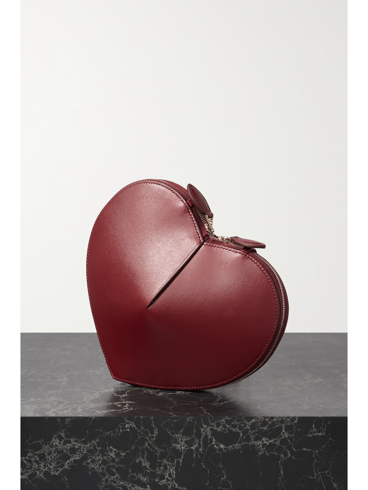 Alaïa Le Coeur Dark Red Leather Crossbody Bag In Burgundy