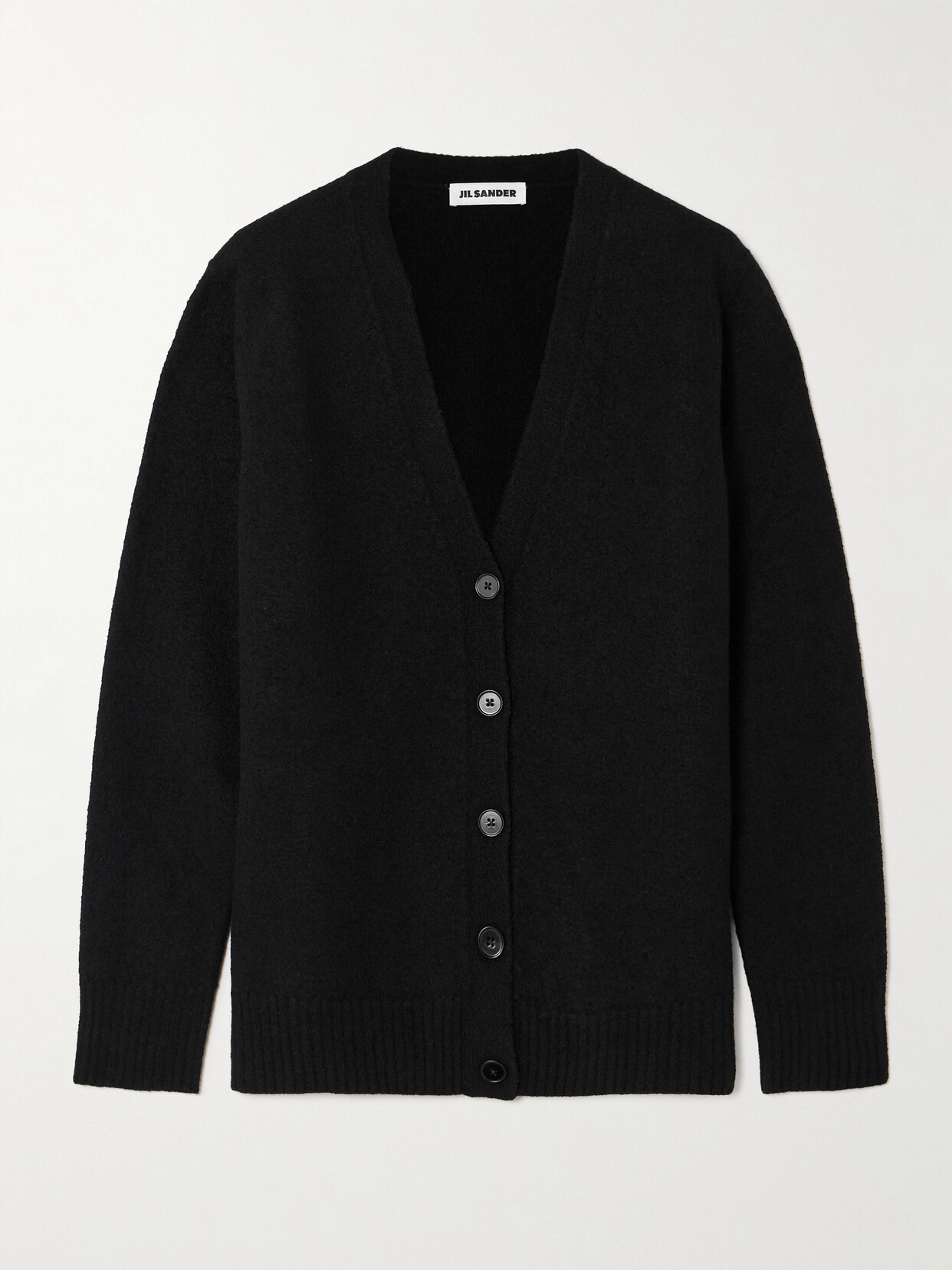 Shop Jil Sander Merino Wool Cardigan In Black