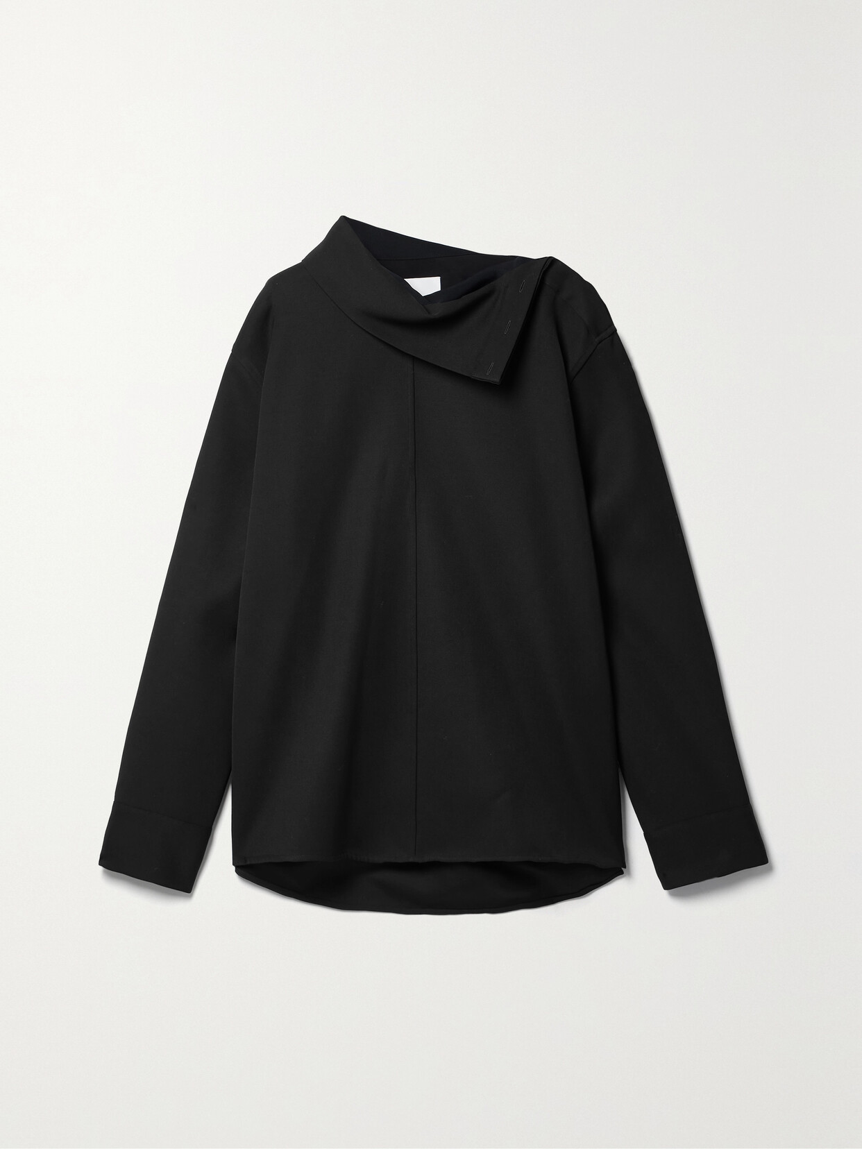 Jil Sander Draped Wool-twill Shirt In Black