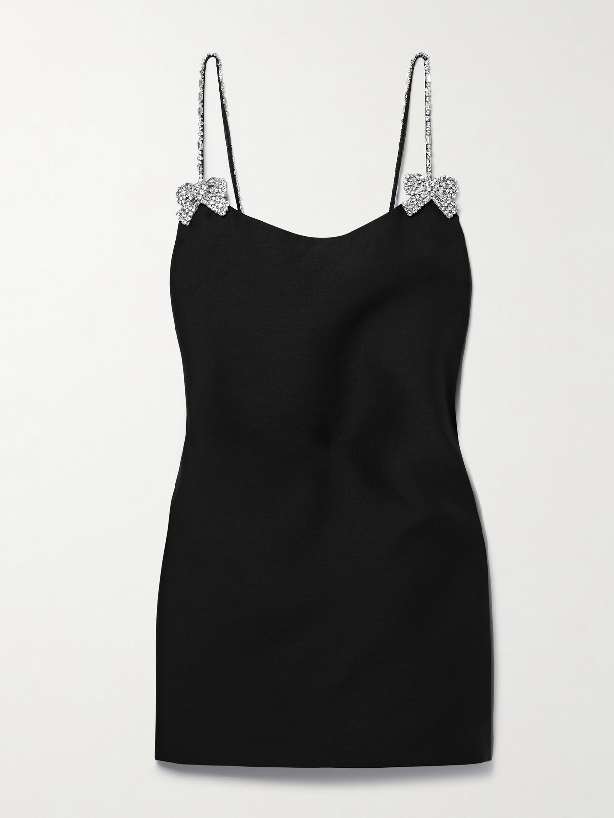 Valentino Garavani Crystal-embellished Wool And Silk-blend Crepe Mini Dress - Black