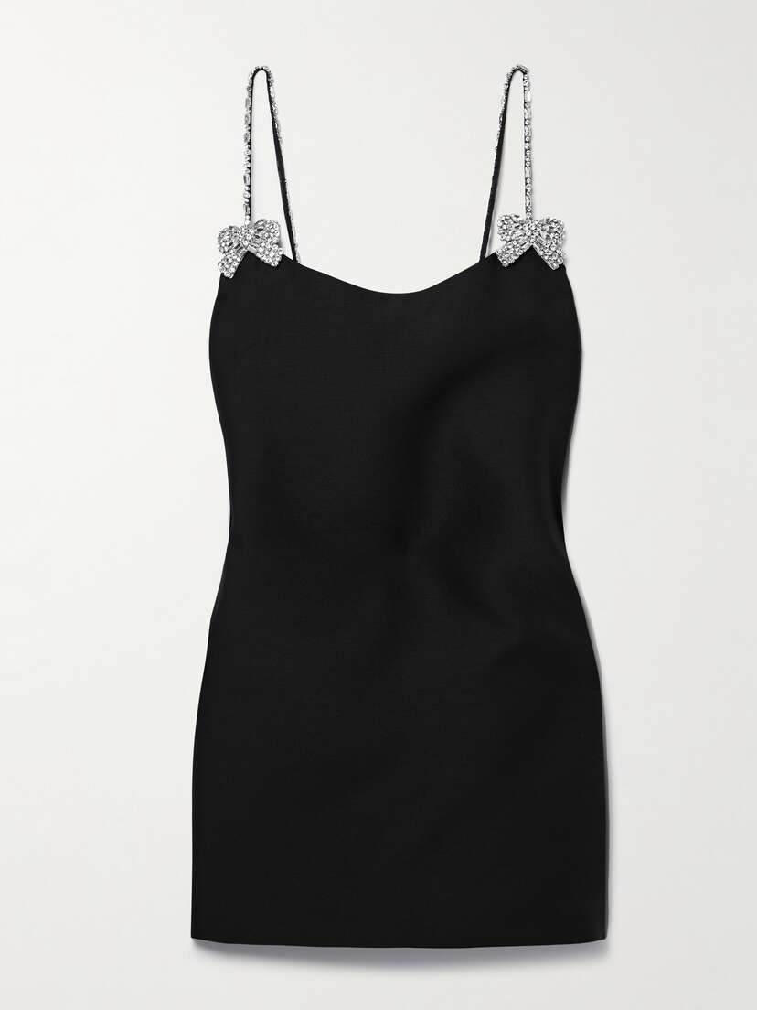 Valentino Garavani Crystal-embellished Wool And Silk-blend Crepe Mini Dress