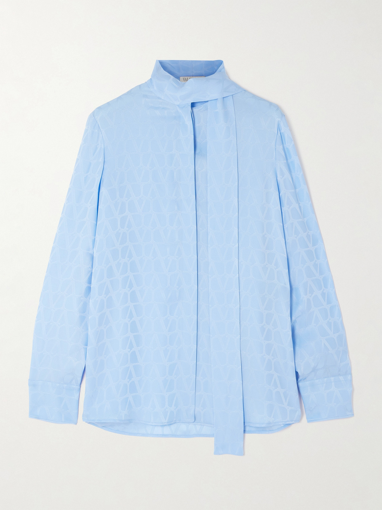 Valentino Garavani - Tie-neck Silk-jacquard Blouse - Blue