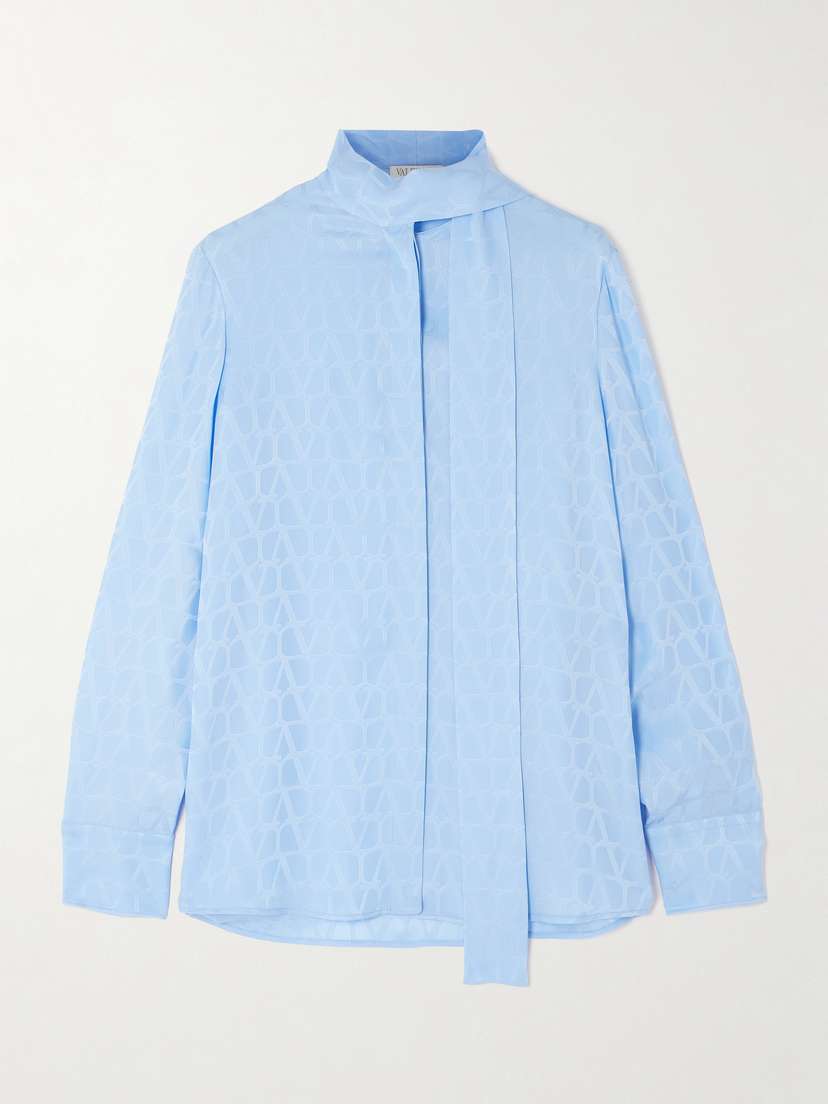 Valentino Garavani Tie-neck Silk-jacquard Blouse