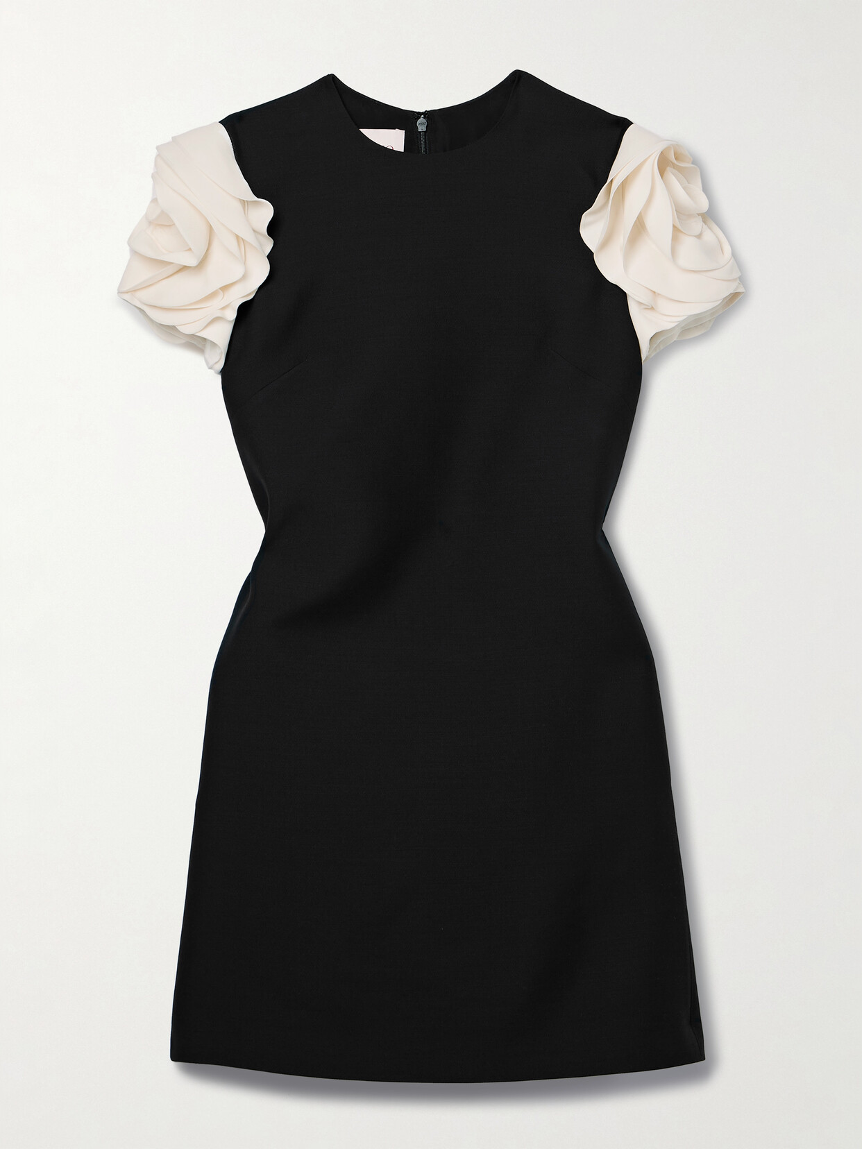 Valentino Dress With Round Neckline And Ruffled Sleeves In Black