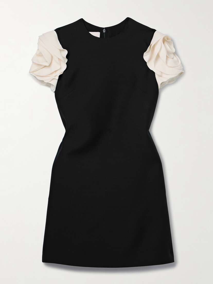 Valentino Garavani Embellished Wool And Silk-blend Crepe Mini Dress