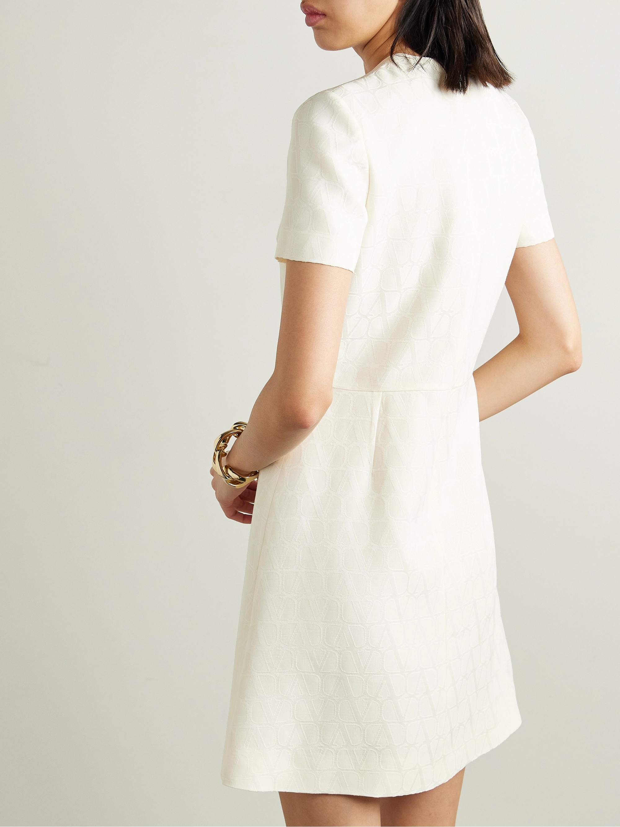 Valentino Garavani Wool and silk-blend jacquard mini dress thumbnail