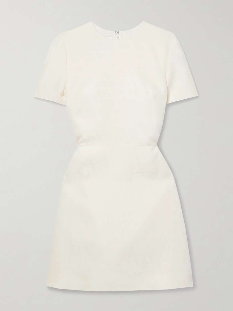 wool and silk-blend jacquard mini dress