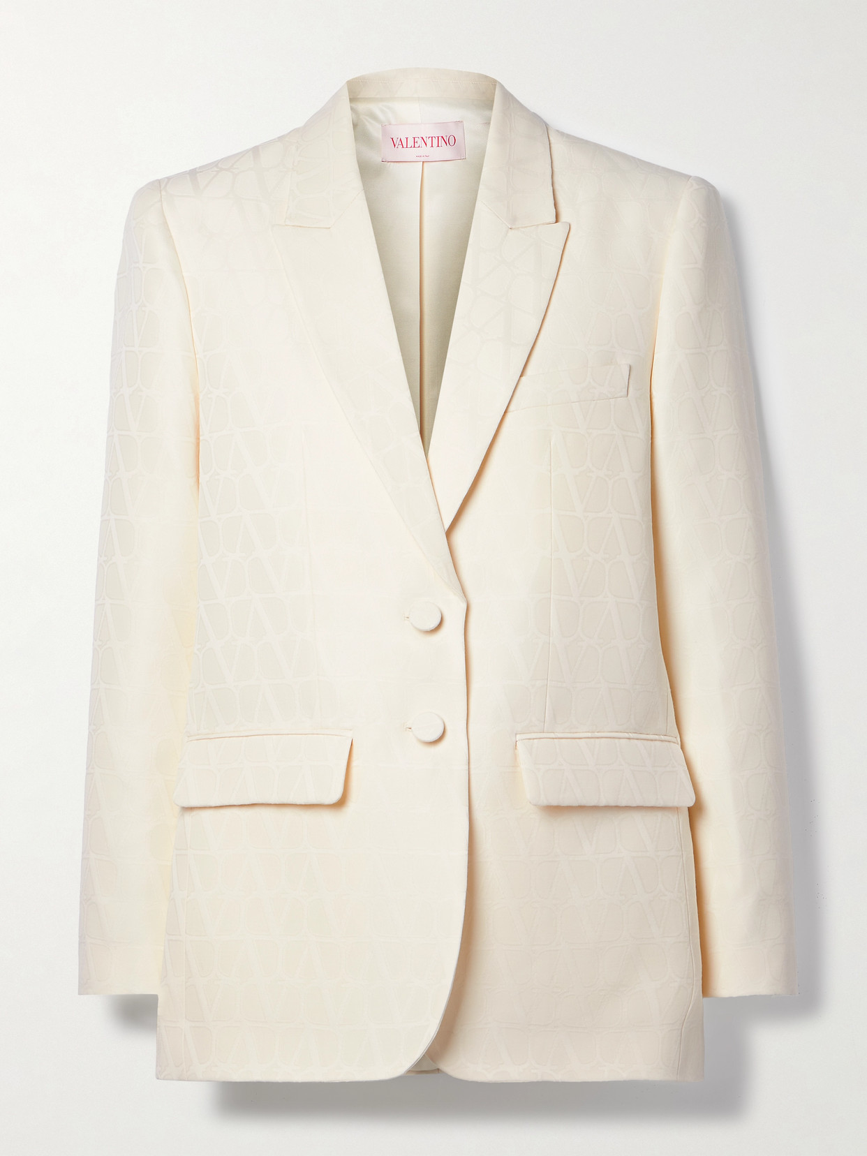 Shop Valentino Wool And Silk-blend Jacquard Blazer In White