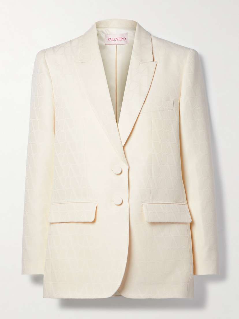 Valentino Garavani Wool And Silk-blend Jacquard Blazer