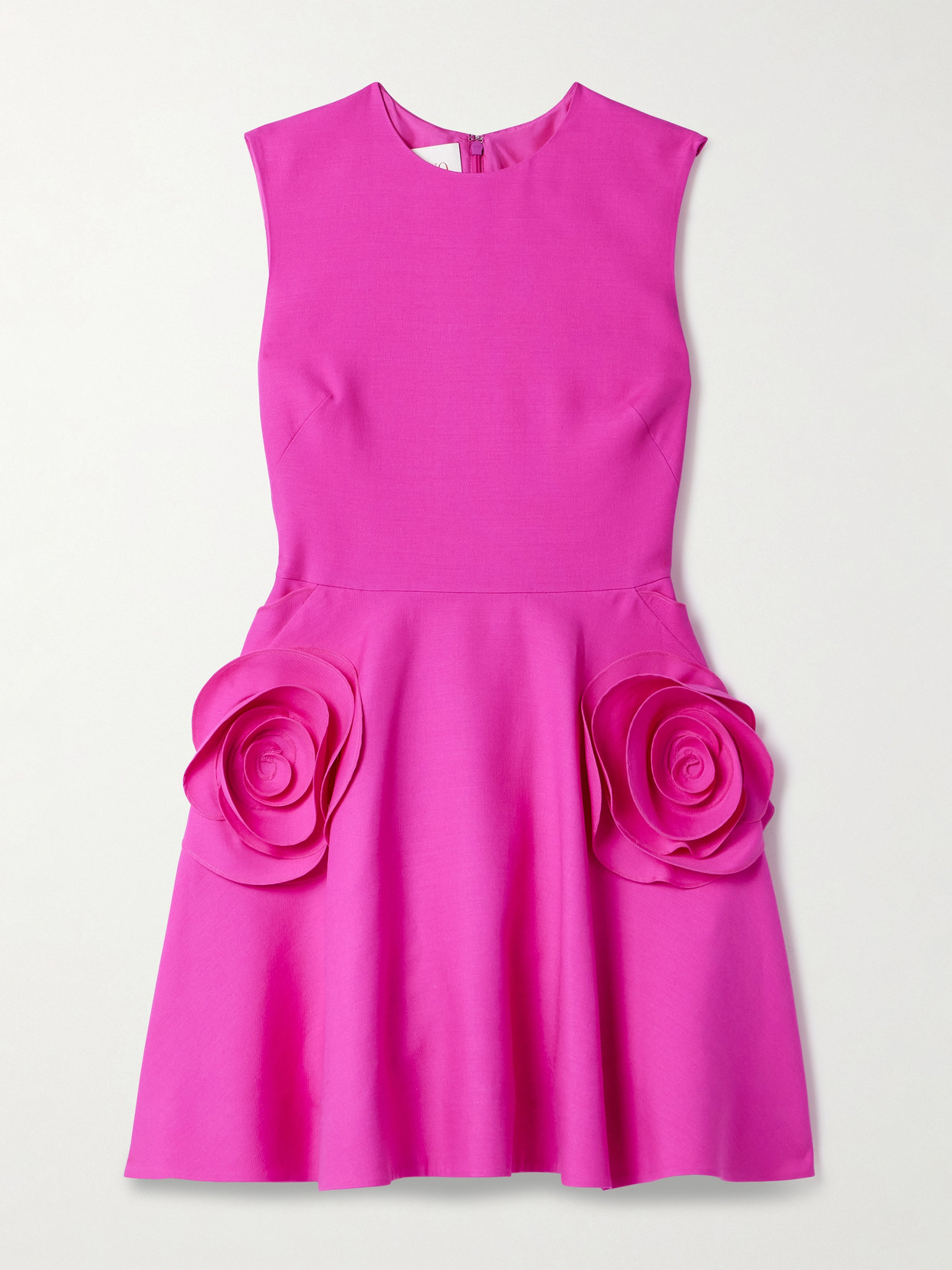 Valentino Garavani Appliquéd Wool And Silk-blend Mini Dress - Pink