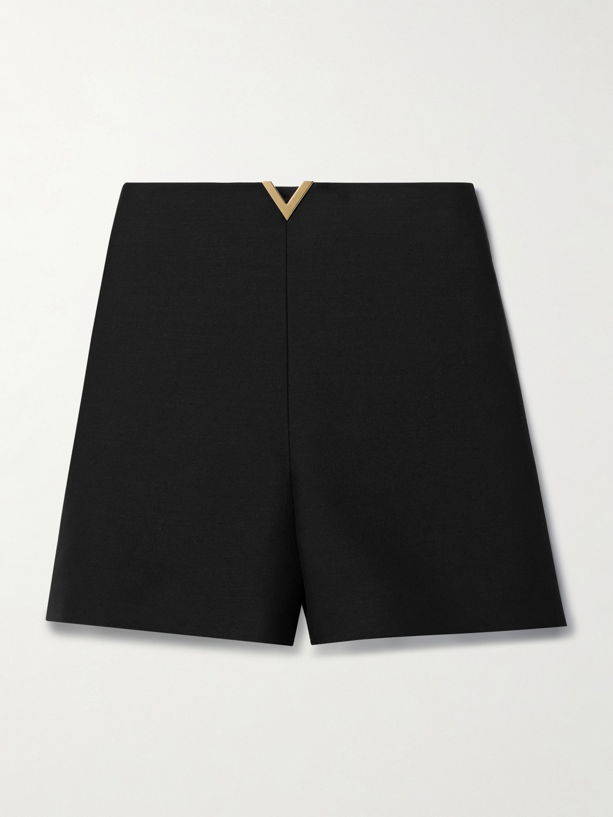 Shop Valentino Wool And Silk-blend Crepe Shorts In Black