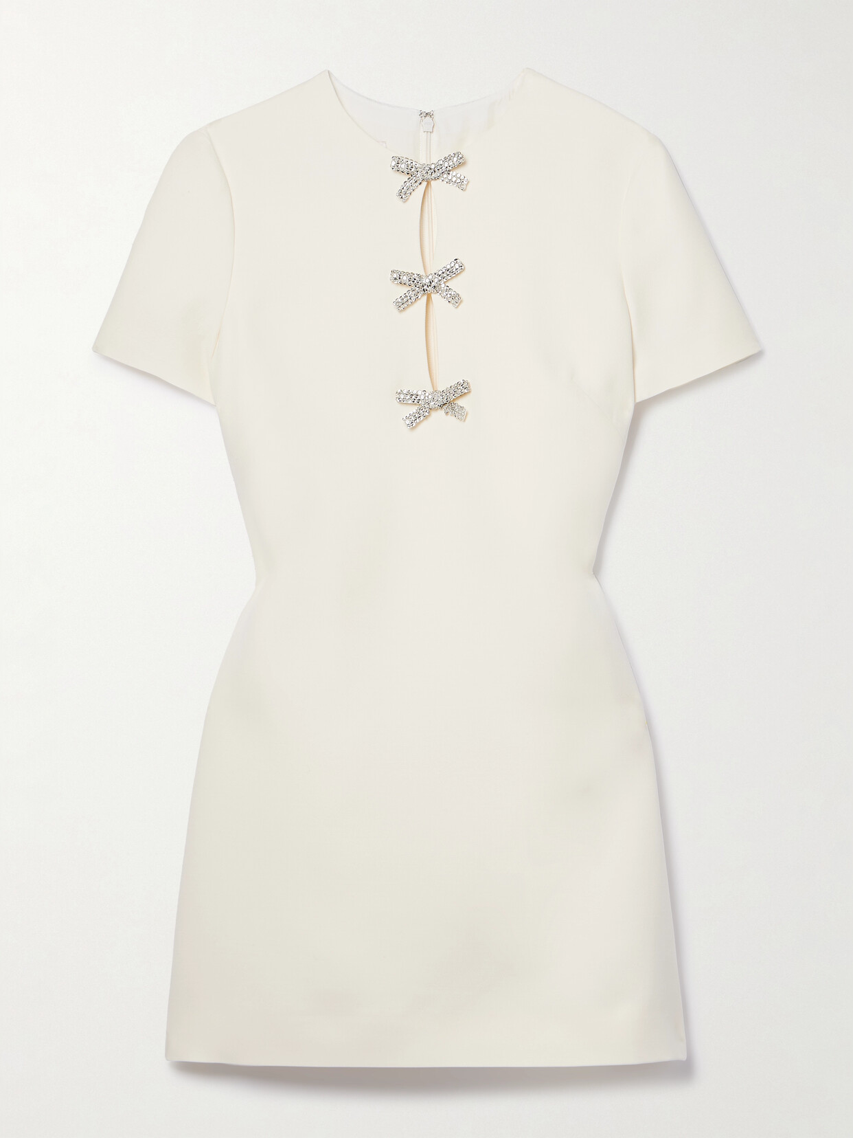 Valentino Garavani Cutout Embellished Wool And Silk-blend Crepe Mini Dress - White